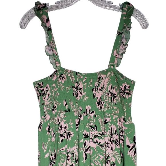 Torrid Green Floral Smocked Midi Dress | Size 12 | Ruffle Strap - Picture 4 of 7